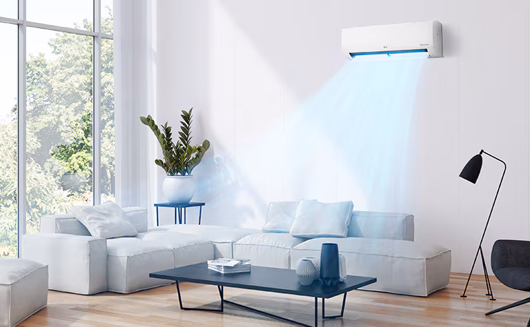 Modern wall-mounted split air conditioner in an interior